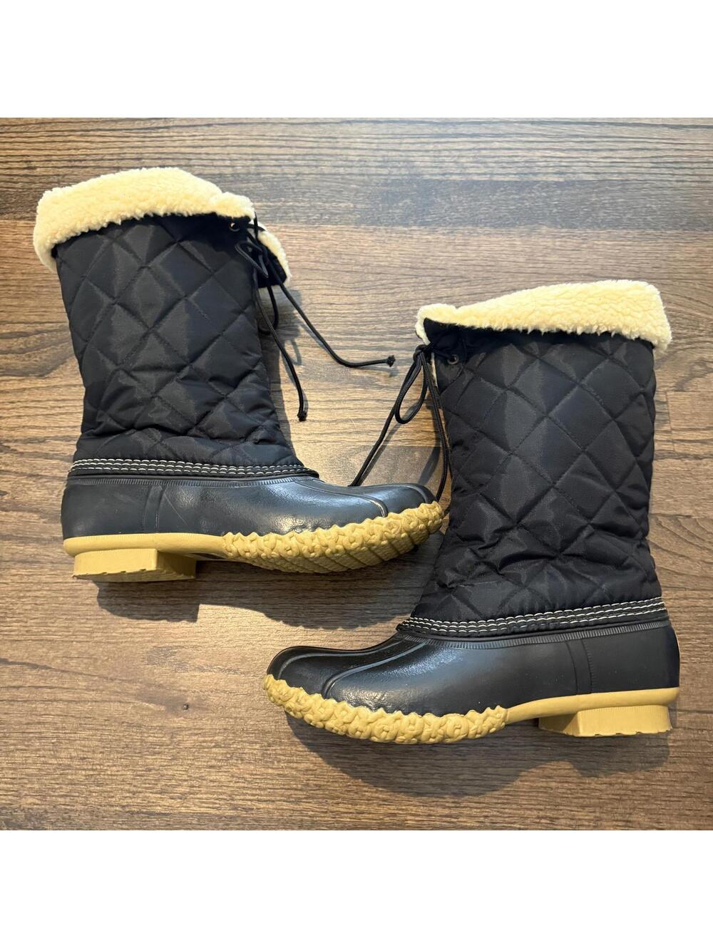 LL Bean Women's Duck Shearling Wool Lined Black Duck Boots Boots Size 9M - Picture 4 of 9